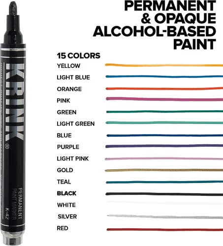 Vista 3 de Krink K-42 - Rotulador de pintura negra, vibrante y opaco para cualquier superficie, marcador permanente con pintura a base de alcohol