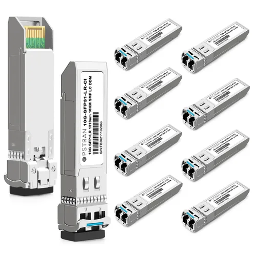 Vista 61 de 10GBASE-LR SFP+ Módulo Transceptor Óptico, 1310nm, 6.2 mi, DDM, Duplex LC SMF, 10 unidades, Gris, Sólido