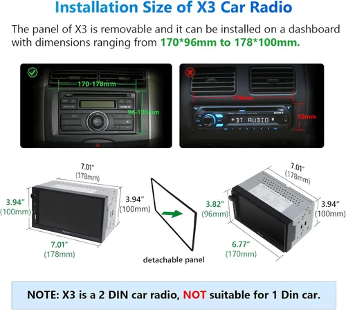 Vista 2 de EONON - Estéreo de coche de 7'' de doble DIN, inalámbrico CarPlay y Android Auto, receptores de audio para coche con cámara de respaldo AHD, DSP