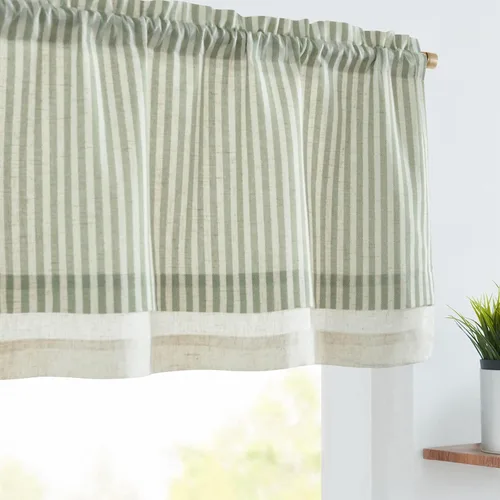 Vista 11 de jinchan - Cenefa de lino a rayas, cenefa de cortina de 16 pulgadas con rayas verticales para cocina, baño, tratamiento de ventana con filtro de luz