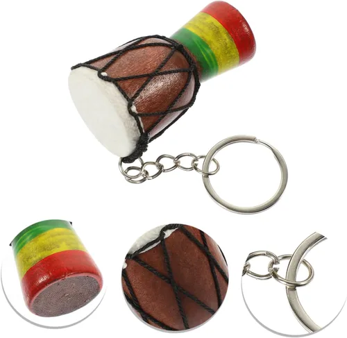 Vista 3 de Llavero Djembe de percusión Djembe Llaveros de instrumentos musicales Llaveros para amantes de la música, llavero de tambor africano, colgante