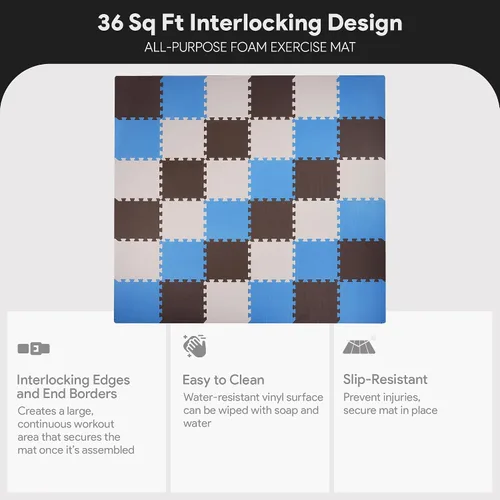 Vista 3 de BalanceFrom Foam Floor Tiles for Kids - Non-Toxic Comfortable Baby Play Mat and Interlocking Foam Tiles for Crawling & Development, Soft Play Mat