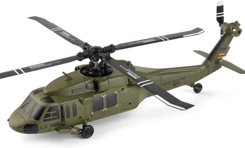 Vista 2 de WL K170 BK Hawk Helicóptero RC, 2.4G 4CH Flybarless 6-Axis Giroscopio Altitude Hovering RC Helicóptero militar con soporte de exhibición