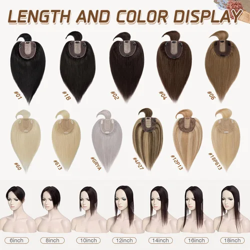 Vista 48 de Rich Choices Pelucas con topper de cabello para mujeres, cabello humano real 100% Remy, sin flequillo, para mujeres con adelgazamiento en la parte