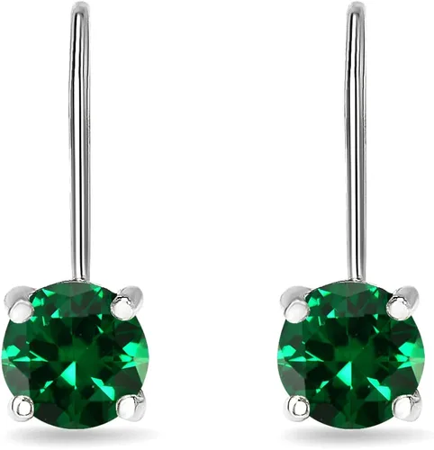 Vista 2 de Aretes para mujer, aretes de piedra natal, piedra preciosa genuina o sintética, aretes redondos de 1564 pulgadas, aretes de gota, aretes colgantes