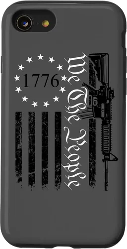 Vista 18 de iPhone 16 We The People - Funda patriótica con la bandera de Estados Unidos AR15 Pro Guns