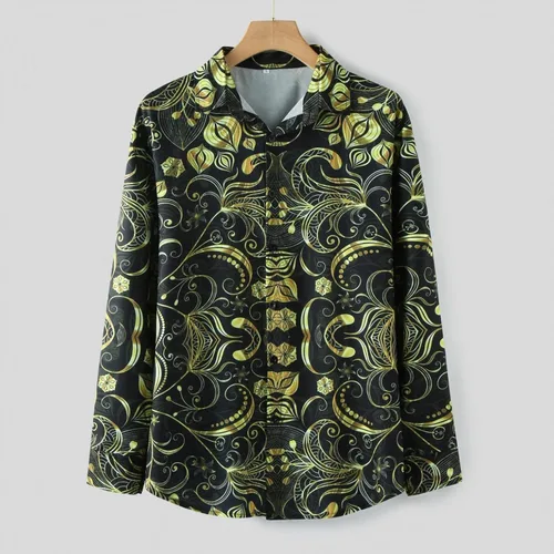 Vista 4 de ZDFER 2022 Nuevas camisas para hombre, camisas casuales de talla grande, camisas de manga larga con botones, camisas coloridas con cuello hawaiano