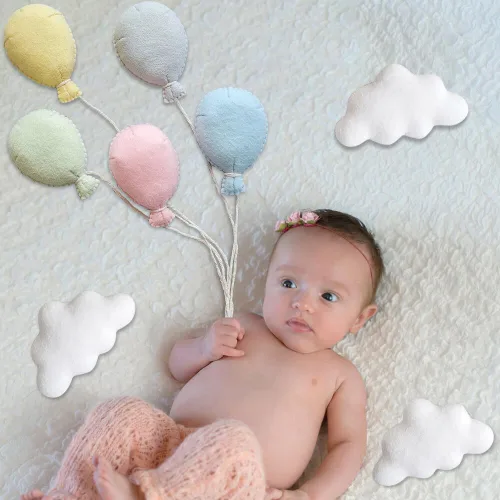 Vista 2 de Nubes de fieltro para recién nacidos, 3 piezas de nubes de fieltro para fotografía de bebés, niños y niñas, sesiones de fotos para posar, accesorios