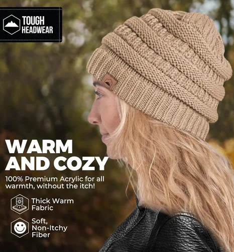 Vista 52 de Gorro de punto para mujer, cálido y suave, elástico, para clima frío de Tough Headwear