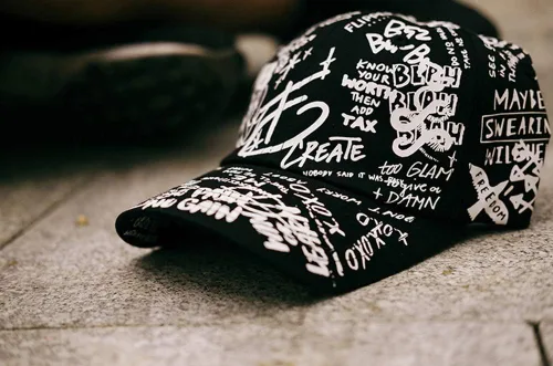 Vista 7 de Flipper Gorra de béisbol de algodón con diseño de graffiti Doodle para hombres y mujeres, sombrero Kpop con ala curva, ajustable