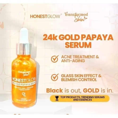 Vista 2 de Suero de papaya de oro de 24 quilates HONEST GLOW para piel transformada, 1.0 fl oz