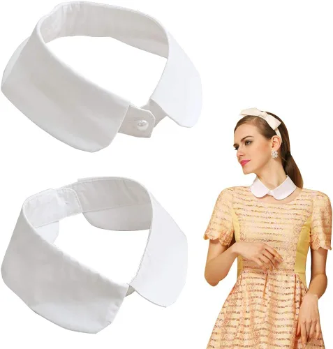 Vista 4 de EleCharm Simplicity - Blusa decorativa desmontable con cuello de muñeca, cuello de punta, solapa falsa para mujer, Algodón, Diamante falso