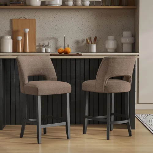 Vista 50 de VKNOW Juego de 2 Taburetes de Bar, Taburetes de Bar Tapizados de Altura de Mostrador, Taburetes Modernos de Mostrador con Patas de Madera para Isla