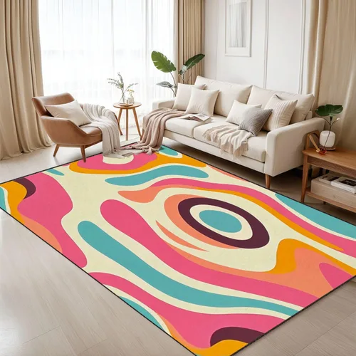 Vista 8 de 32"x 48" Boho Area Rugs Marble Texture Seamless Pattern Silver Gold Grey Blue Black Abstract Washable Low Pile Carpet Non Slip Floor Mat Soft for