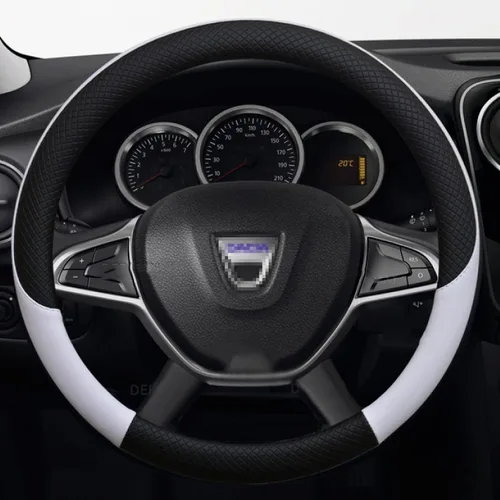 Vista 3 de Para Dacia Sandero Stepway Crossover, para Renault Sandero, cubierta de volante de coche de cuero PU Accesorios para automóviles