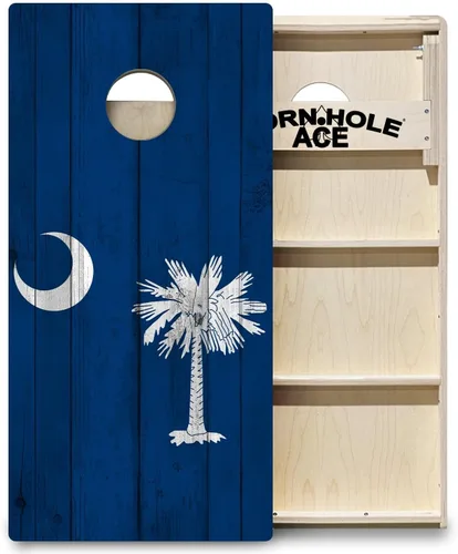Vista 12 de CornholeAce ACE PRO State Flags Professional Cornhole Boards - No Bounce! Triple Wide Legs, 3/4" Baltic Birch Plywood, Handles, Regulation Size Texas