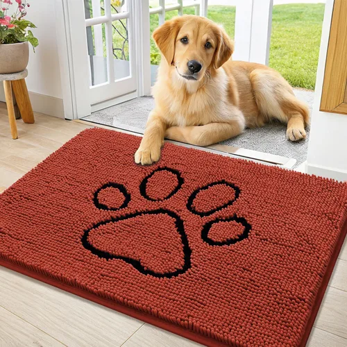 Vista 199 de Smiry Tapete para puerta de perro para patas fangosas, absorbente y Gris y negro