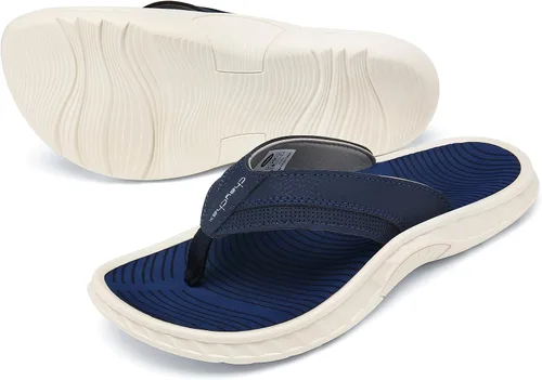Vista 6 de ChayChax Men's Flip Flops Arch Support Beach Sandals Outdoor Sport Thong Sandal with Soft Footbed