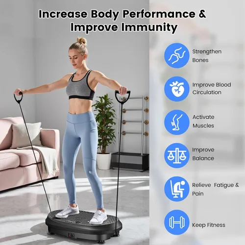 Vista 12 de Vibration Plate Exercise Machine, Vibrating Fitness Platform for Lymphatic Drainage, Full Body Shaker Workout Equipment, Bluetooth Power Shaping