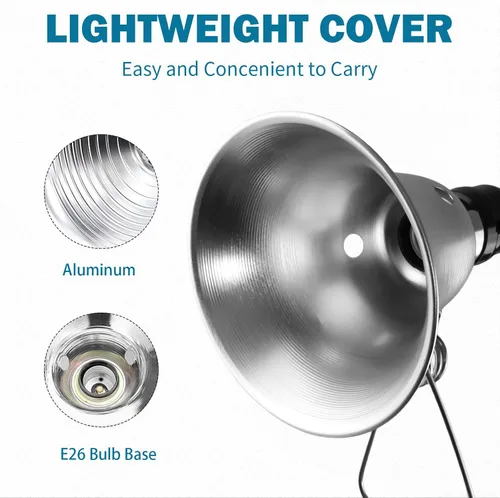 Vista 4 de EP Lámpara de abrazadera con reflector de aluminio desmontable de 5.5 pulgadas, enchufe E26 de 60W (sin bombilla incluida), cable SPT-2 de 18/2 de 6