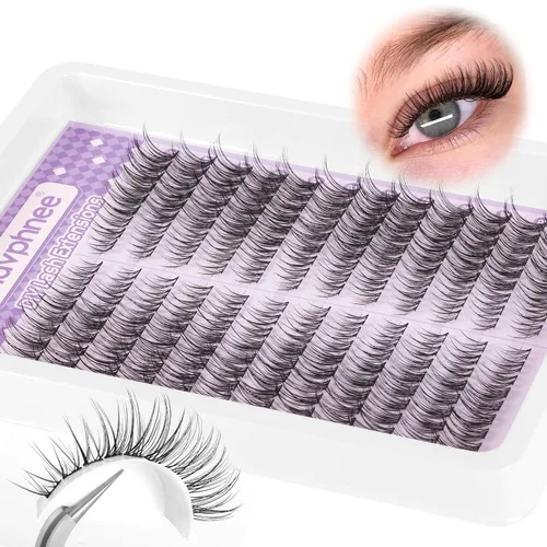 Vista 6 de Extensiones de pestañas en racimo naturales DIY, extensiones de pestañas en racimo con curva C, extensiones de pestañas en racimo para ojo de gato