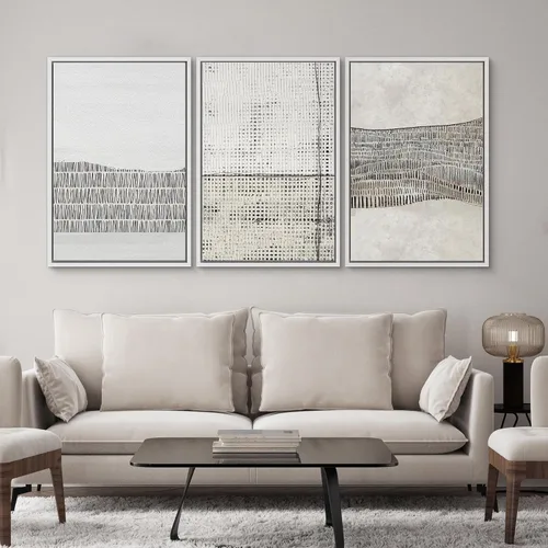 Vista 94 de SIGNWIN Lienzo enmarcado para pared, juego de arte neutro de bosque brumoso, ilustraciones en tono tierra, arte moderno, decorativo, bohemio