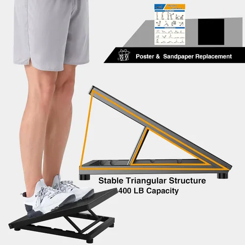 Vista 5 de Tabla inclinada profesional de acero para pantorrillas, tabla de equilibrio ajustable con superficie antideslizante para estiramiento de tobillo