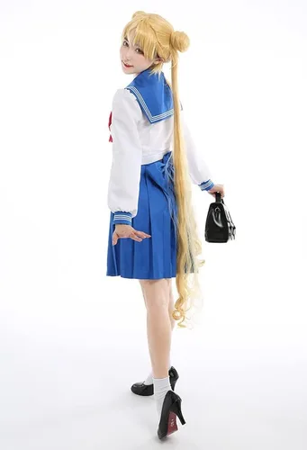 Vista 2 de haikyuu Traje de cosplay para mujer, conjunto de uniforme JK con corbatín y decoración de lazo en la espalda