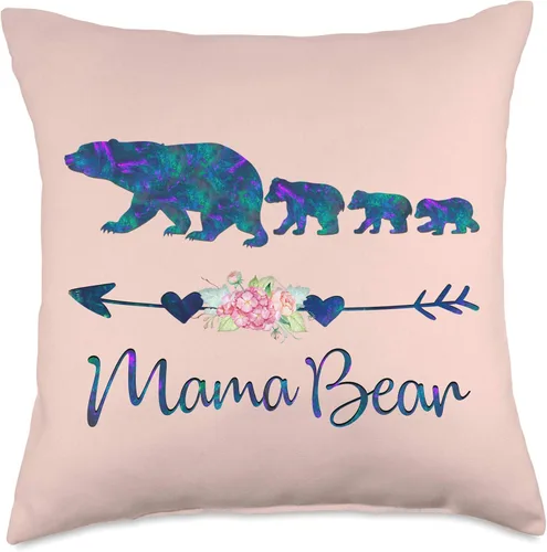 Vista 4 de Almohada de peluche azul y morado con tres cachorros, color rosa claro, 16.0 x 16.0 in, multicolor