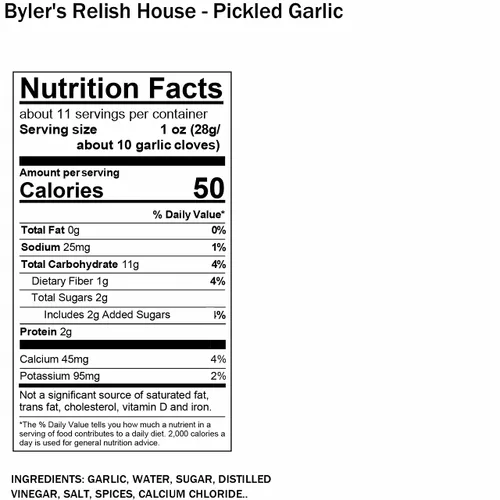 Vista 2 de Byler's Relish House Ajo en escabeche, 16 fl oz. (1 pinta) Tarro de vidrio