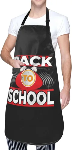 Vista 9 de Back To School Aprons for Men Women with Pockets Apron Adjustable Water and Oil Resistant Aprons for Cooking Kitchen Gardening Chef Apron