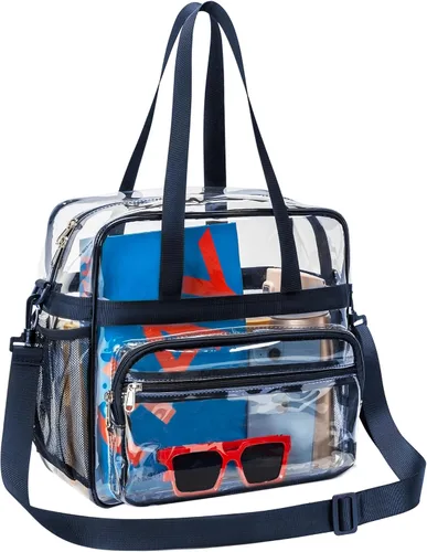 Vista 25 de Paxiland Clear Bag for Stadium Events, 12x6x12 inches Tote Bag with Detachable Reinforced Strap for Sports Concert and Work