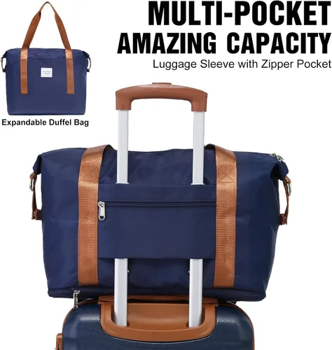 Vista 5 de LONG VACATION Juego de equipaje de 4 piezas de ABS hardshell TSA Lock Spinner Ruedas equipaje de mano en maleta, marino, Abs Hardshell Tsa Lock