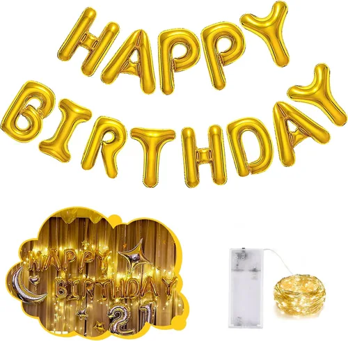 Vista 35 de CANREVEL Cartel de feliz cumpleaños, 13 letras de papel de aluminio de Mylar de 16 pulgadas, decoraciones de fiesta de cumpleaños para niños