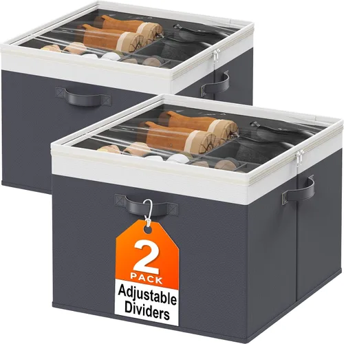 Vista 8 de StoreHappily Organizador de zapatos para armario, 2 paquetes con capacidad para hasta 32 pares, contenedores grandes de almacenamiento de zapatos