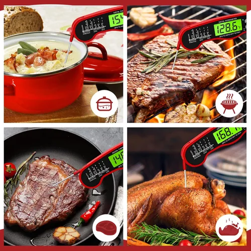 Vista 8 de AWLKIM Termómetro Digital de Carne para Cocinar - Termómetro de Cocina Impermeable IP67 con Retroiluminación y Función de Retención, Termómetro