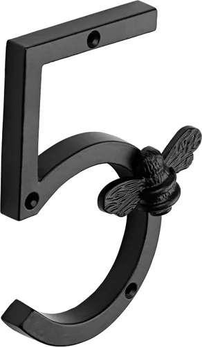 Vista 4 de Brass bee Número de casa con diseño de abeja Placa moderna de 5 pulgadas para letreros de puerta Números de dirección de casa de calle, metal