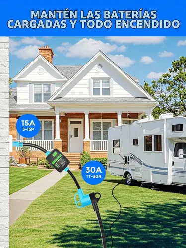 Vista 3 de CircleCord Cable adaptador protector contra sobretensiones RV de 30 amperios a 15 A, 110 voltios