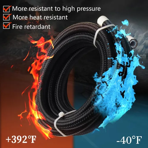 Vista 6 de Manguera de línea de combustible 1/4 4AN 20FT PTFE trenzado Fit E85 etanol