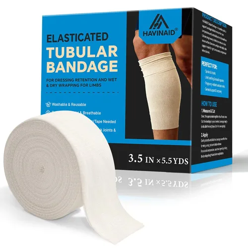 Vista 12 de Vendaje de soporte tubular elástico sin látex con tela Stockinette, manga de compresión tubular transpirable para soporte de articulaciones