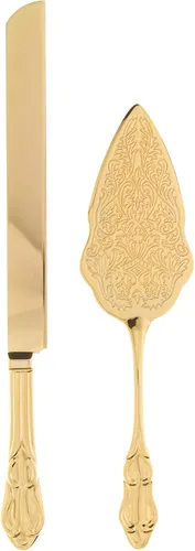 Vista 6 de Juego de cuchillo de pastel y servidor, artículos dorados de fiesta para boda, aniversario, fiesta de clásicos, Dorado elegante