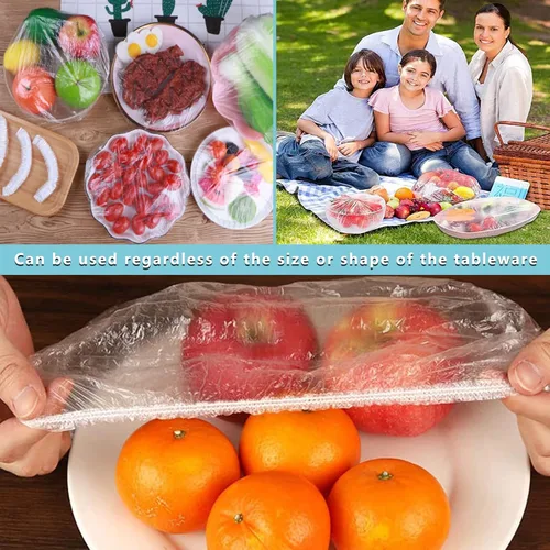 Vista 5 de 300 bolsas de conservación fresca, fundas elásticas para conservar alimentos, fundas ajustables para tazones, para comida sobrante y preparación