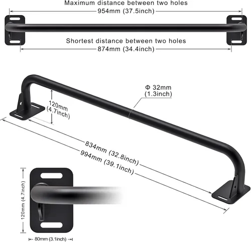 Vista 2 de SELEWARE Heavy Duty Welded Pull Up Bar, Versatile Doorway Wall Mount, Joist Mounted, and Ceiling Mounted Chin Up Bars, Thick Metal Sturdy