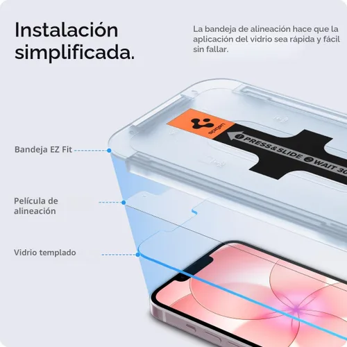 Vista 3 de Spigen Protector de pantalla de vidrio templado [GlasTR EZ FIT] diseñado para iPhone 14 / iPhone 13 Pro/iPhone 13 [2 unidades]