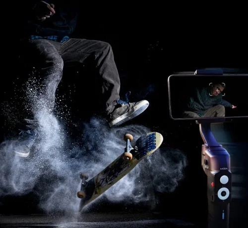 Vista 3 de Estabilizador de cardán para smartphone, estabilizador de cardán de mano de 3 ejes, estabilizador de cardán plegable, soporte de teléfono portátil