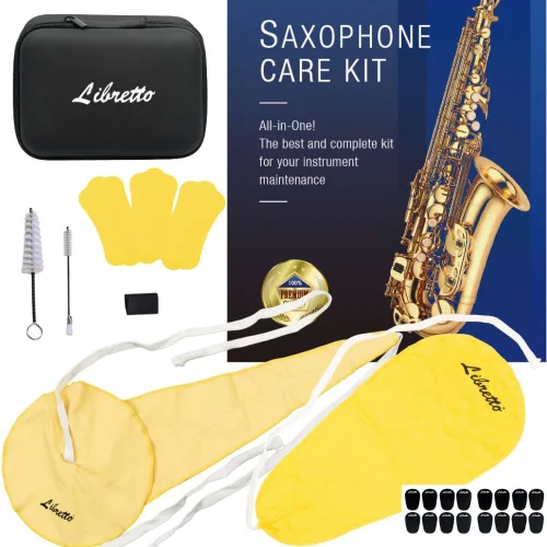 Vista 9 de Libretto Kit de cuidado todo en uno para saxofón alto, ideal para regalar: cepillo de boquilla + cepillo para polvo + 2 hisopos de limpieza