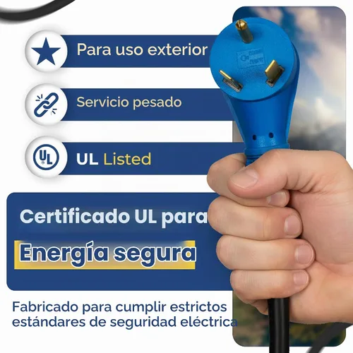 Vista 4 de Amp Up Cable de extensión RV de 30 amperios, cable de alimentación resistente de 75 pies, cable eléctrico NEMA TT-30 para cámper con bloqueo