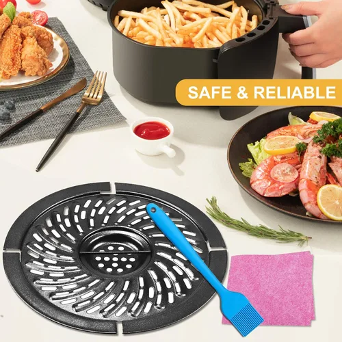 Vista 7 de Piezas de repuesto para freidora de aire, 2 cuartos de galón de 2.1 cuartos de galón, bandeja redonda para freidora de aire, bandeja de accesorios
