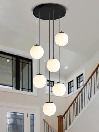 Vista 34 de ykolupty Lámpara colgante negra de 1 luz moderna de globo de vidrio gris ahumado, luces colgantes para isla de cocina, luces colgantes ajustables