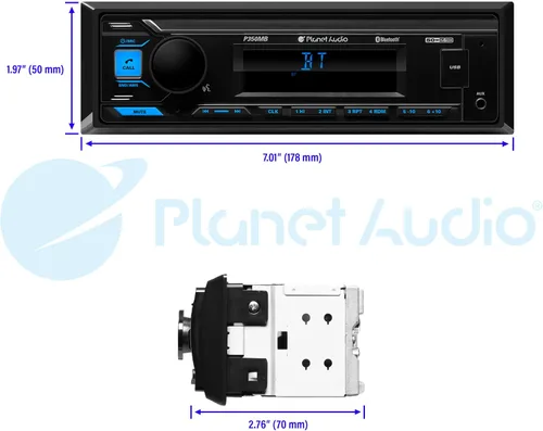 Vista 7 de Planet Audio P350MB solo DIN Bluetooth estéreo del coche, DVD, USB, entrada AUX